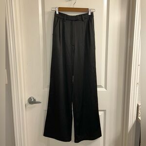 Princess Polly satin Black Wide-Leg trousers